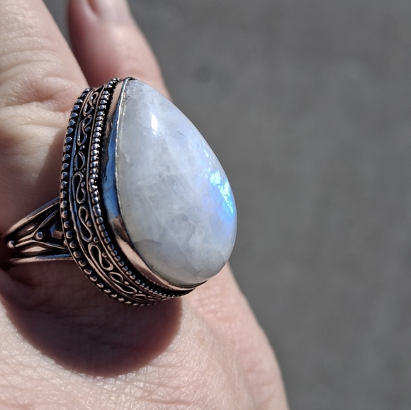 New Rainbow Moonstone 925 Silver Ring. - Picture 7 of 12